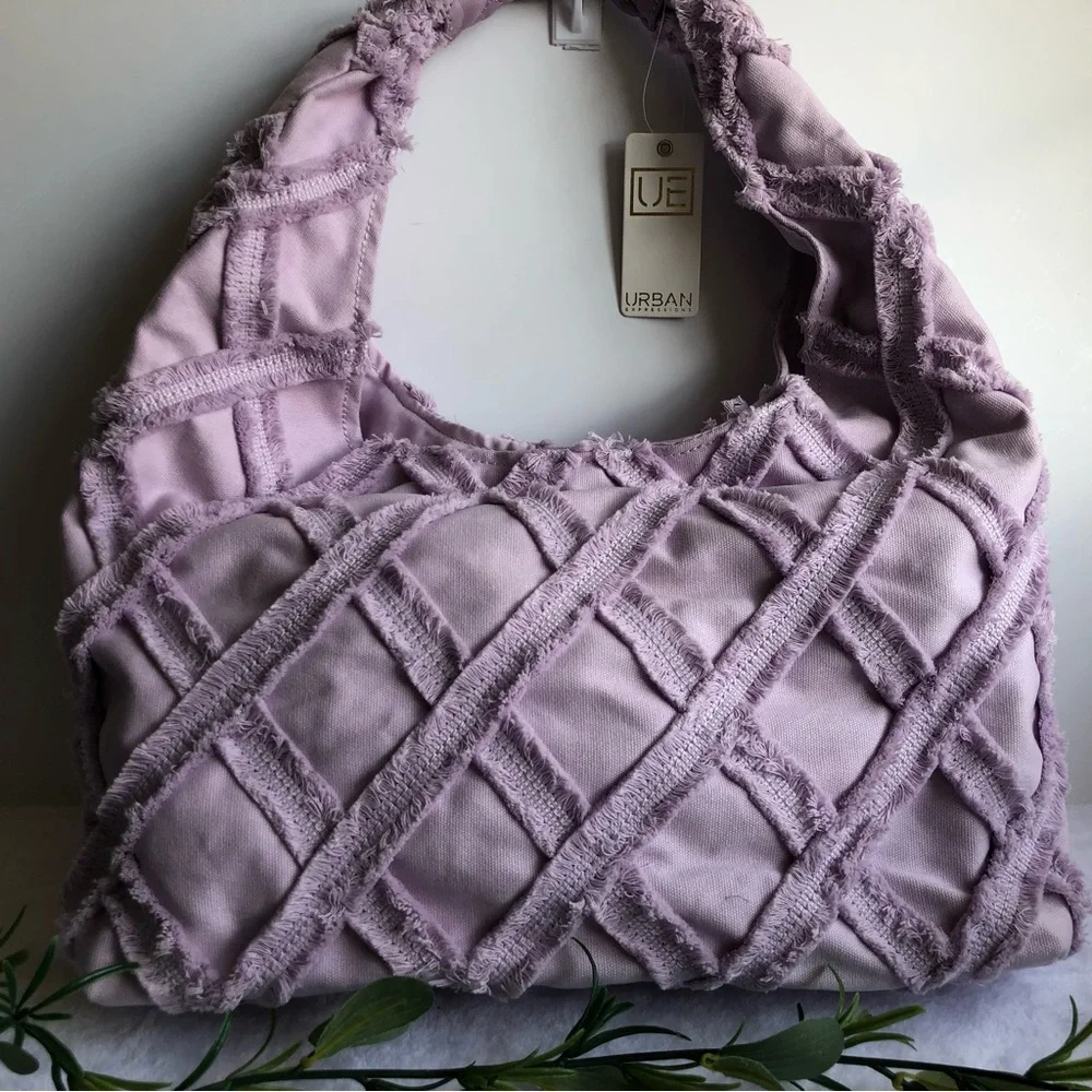 Urban Expressions Barbuda Cotton Hobo Shoulder Bag, Lavender, NWT
